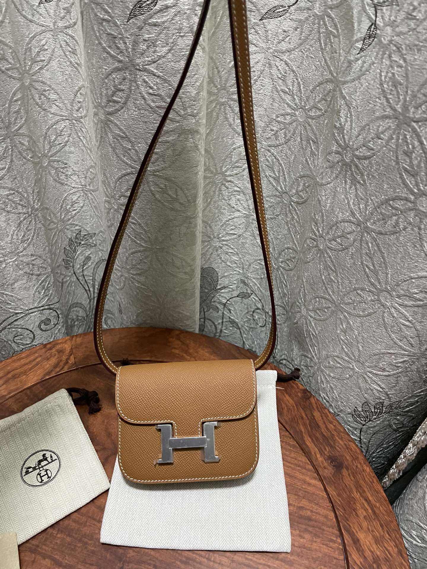 에르메스 콘스탄스백 미니 골드브라운 은장